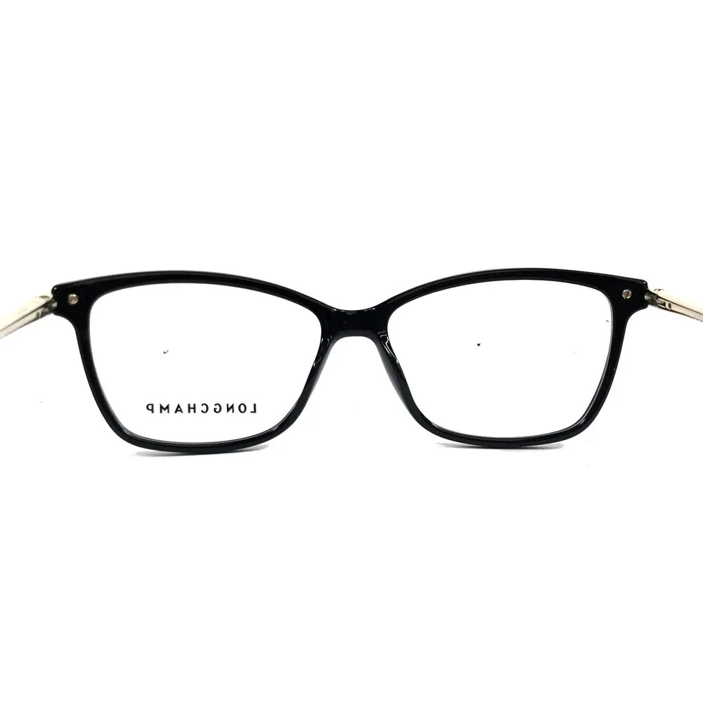 Longchamp Eyeglasses Frames LO2621 001 Black Gold Cat Eye Full Rim 53-14-140